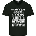 Don't Mess With My Guitar Funny Slogan Mens V-Neck Cotton T-Shirt Black