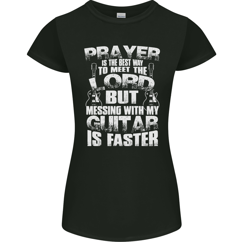 Don't Mess With My Guitar Funny Slogan Womens Petite Cut T-Shirt Black