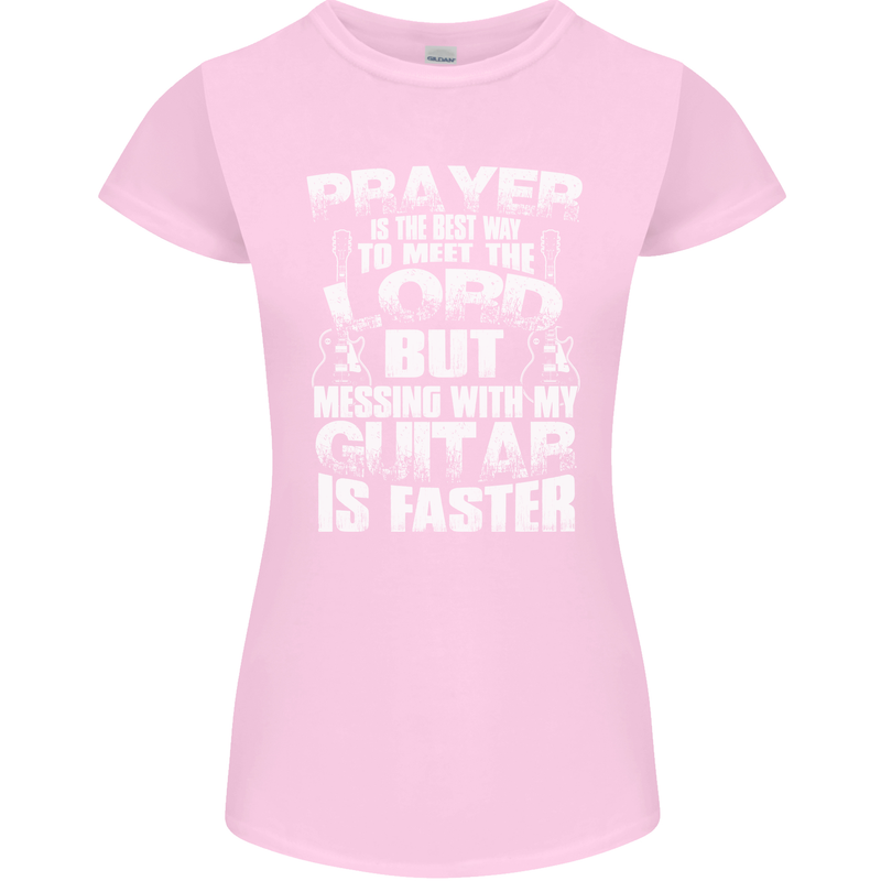 Don't Mess With My Guitar Funny Slogan Womens Petite Cut T-Shirt Light Pink