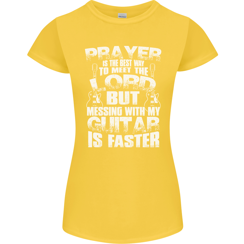 Don't Mess With My Guitar Funny Slogan Womens Petite Cut T-Shirt Yellow