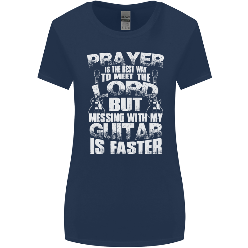 Don't Mess With My Guitar Funny Slogan Womens Wider Cut T-Shirt Navy Blue