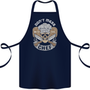 Don't Mess With the Chef Cooking Skull Cotton Apron 100% Organic Navy Blue