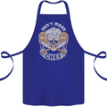 Don't Mess With the Chef Cooking Skull Cotton Apron 100% Organic Royal Blue