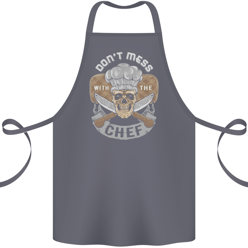 Don't Mess With the Chef Cooking Skull Cotton Apron 100% Organic Steel