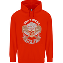 Don't Mess With the Chef Cooking Skull Mens 80% Cotton Hoodie Bright Red