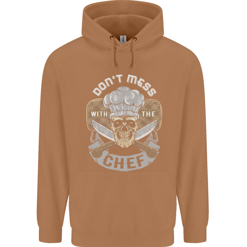 Don't Mess With the Chef Cooking Skull Mens 80% Cotton Hoodie Caramel Latte