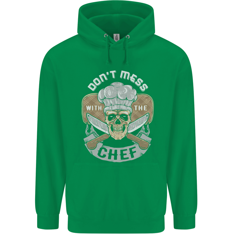 Don't Mess With the Chef Cooking Skull Mens 80% Cotton Hoodie Irish Green