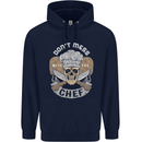 Don't Mess With the Chef Cooking Skull Mens 80% Cotton Hoodie Navy Blue