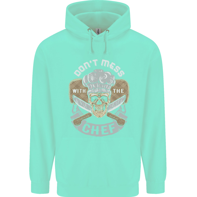 Don't Mess With the Chef Cooking Skull Mens 80% Cotton Hoodie Peppermint
