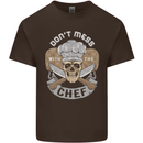 Don't Mess With the Chef Cooking Skull Mens Cotton T-Shirt Tee Top Dark Chocolate