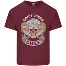 Don't Mess With the Chef Cooking Skull Mens Cotton T-Shirt Tee Top Maroon