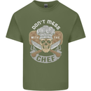 Don't Mess With the Chef Cooking Skull Mens Cotton T-Shirt Tee Top Military Green