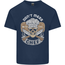 Don't Mess With the Chef Cooking Skull Mens Cotton T-Shirt Tee Top Navy Blue
