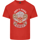 Don't Mess With the Chef Cooking Skull Mens Cotton T-Shirt Tee Top Red