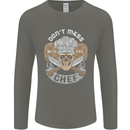Don't Mess With the Chef Cooking Skull Mens Long Sleeve T-Shirt Charcoal
