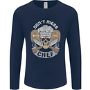 Don't Mess With the Chef Cooking Skull Mens Long Sleeve T-Shirt Navy Blue