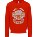 Don't Mess With the Chef Cooking Skull Mens Sweatshirt Jumper Bright Red