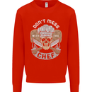 Don't Mess With the Chef Cooking Skull Mens Sweatshirt Jumper Bright Red