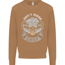 Don't Mess With the Chef Cooking Skull Mens Sweatshirt Jumper Caramel Latte