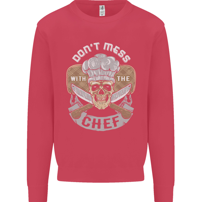 Don't Mess With the Chef Cooking Skull Mens Sweatshirt Jumper Heliconia