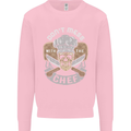 Don't Mess With the Chef Cooking Skull Mens Sweatshirt Jumper Light Pink