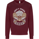 Don't Mess With the Chef Cooking Skull Mens Sweatshirt Jumper Maroon