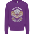 Don't Mess With the Chef Cooking Skull Mens Sweatshirt Jumper Purple
