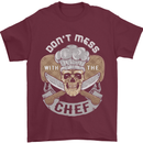 Don't Mess With the Chef Cooking Skull Mens T-Shirt Cotton Gildan Maroon