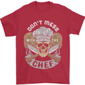 Don't Mess With the Chef Cooking Skull Mens T-Shirt Cotton Gildan Red