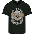 Don't Mess With the Chef Cooking Skull Mens V-Neck Cotton T-Shirt Black