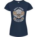 Don't Mess With the Chef Cooking Skull Womens Petite Cut T-Shirt Navy Blue
