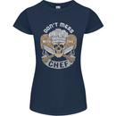 Don't Mess With the Chef Cooking Skull Womens Petite Cut T-Shirt Navy Blue