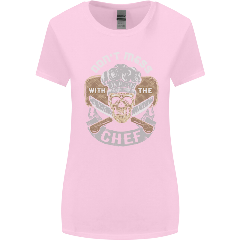Don't Mess With the Chef Cooking Skull Womens Wider Cut T-Shirt Light Pink