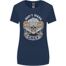 Don't Mess With the Chef Cooking Skull Womens Wider Cut T-Shirt Navy Blue