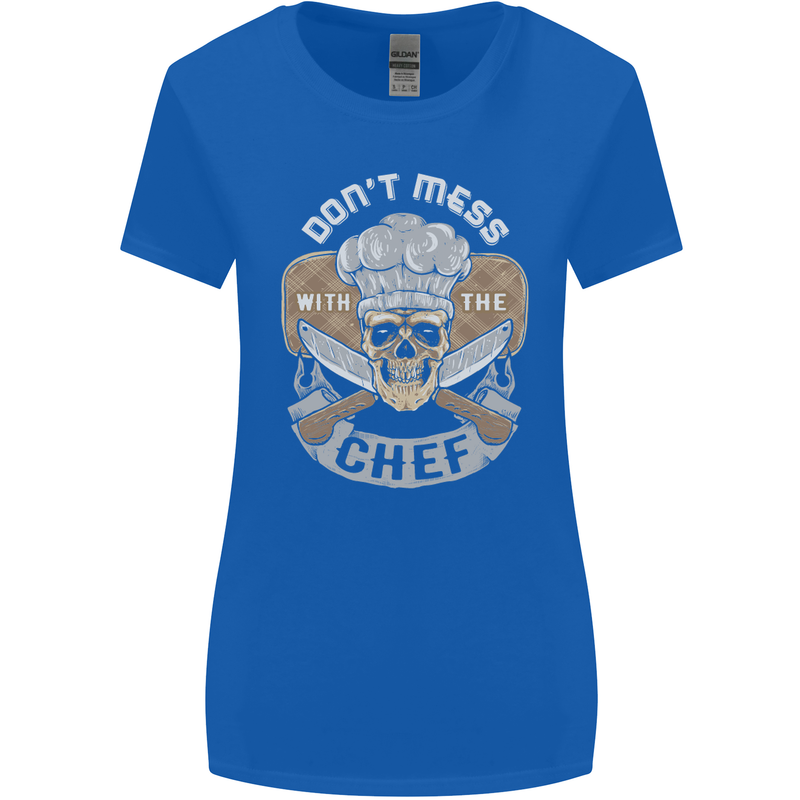 Don't Mess With the Chef Cooking Skull Womens Wider Cut T-Shirt Royal Blue