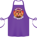 Don't Stop Retrieving Funny Golden Retiever Cotton Apron 100% Organic Purple