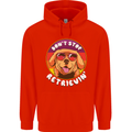 Don't Stop Retrieving Funny Golden Retiever Mens 80% Cotton Hoodie Bright Red