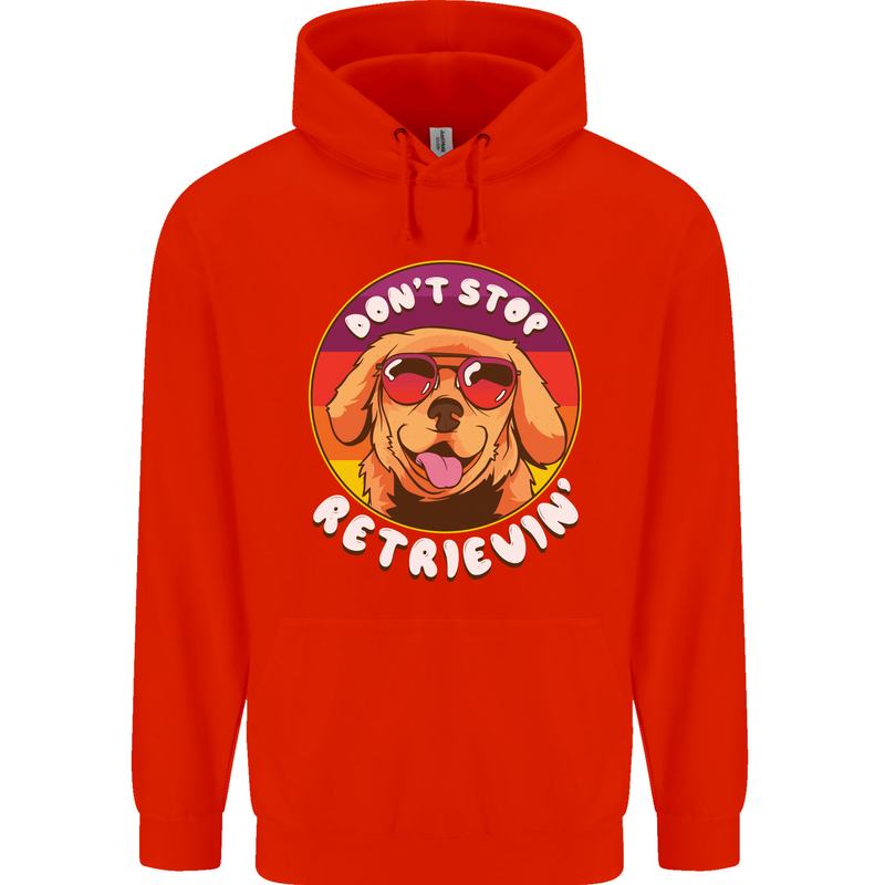 Don't Stop Retrieving Funny Golden Retiever Mens 80% Cotton Hoodie Bright Red
