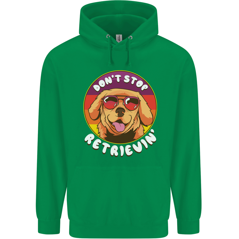 Don't Stop Retrieving Funny Golden Retiever Mens 80% Cotton Hoodie Irish Green
