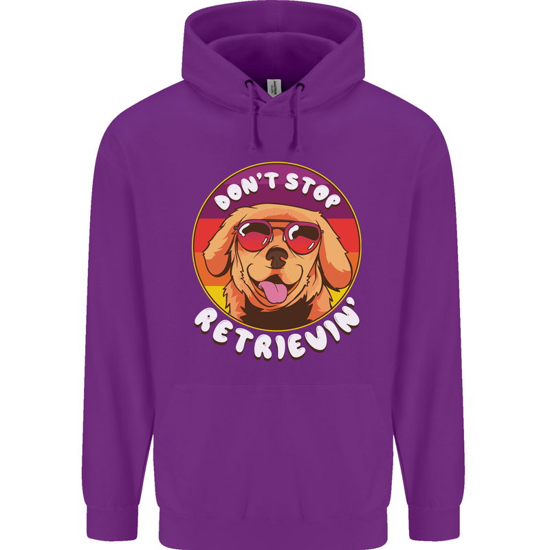 Don't Stop Retrieving Funny Golden Retiever Mens 80% Cotton Hoodie Purple