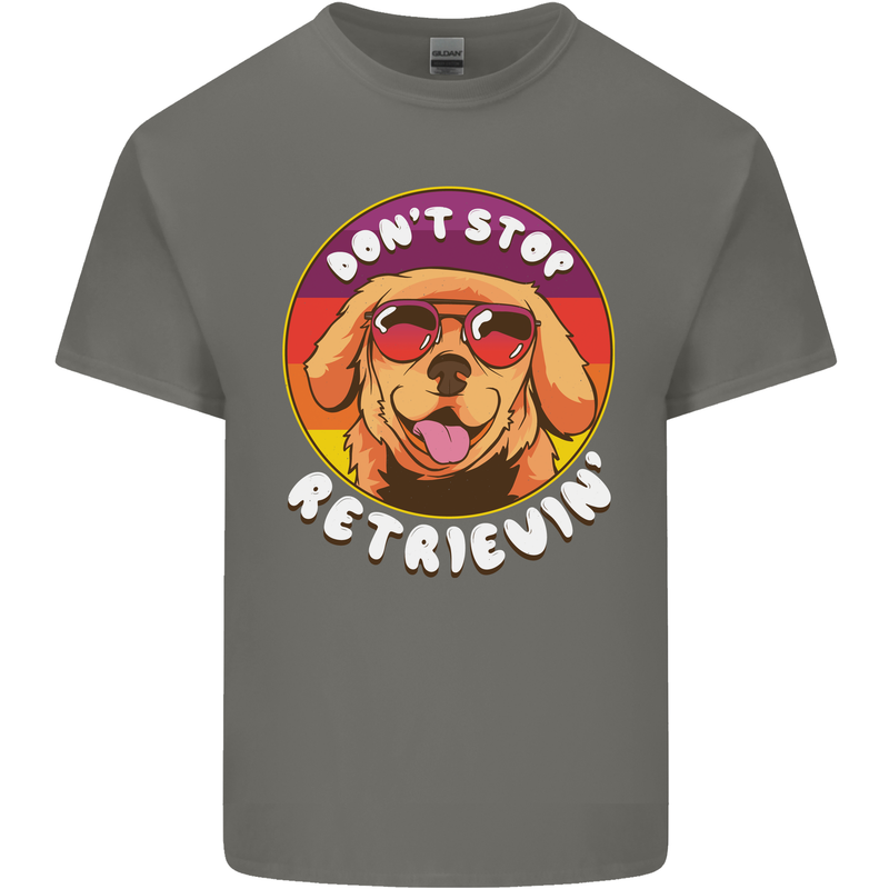 Don't Stop Retrieving Funny Golden Retiever Mens Cotton T-Shirt Tee Top Charcoal