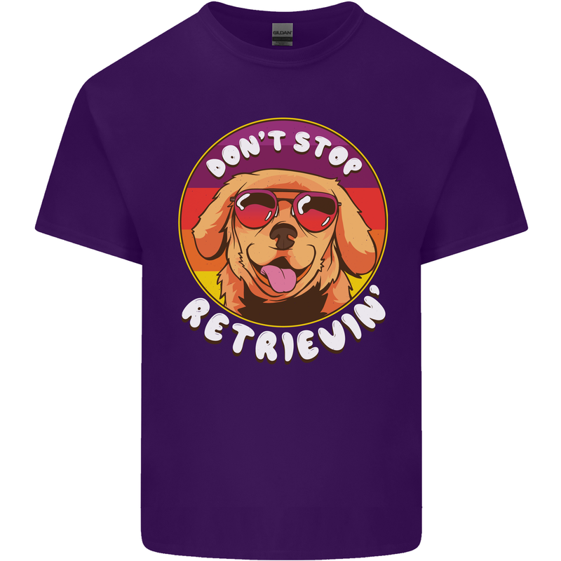 Don't Stop Retrieving Funny Golden Retiever Mens Cotton T-Shirt Tee Top Purple