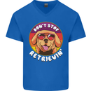 Don't Stop Retrieving Funny Golden Retiever Mens V-Neck Cotton T-Shirt Royal Blue