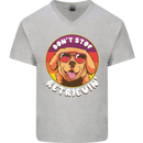 Don't Stop Retrieving Funny Golden Retiever Mens V-Neck Cotton T-Shirt Sports Grey