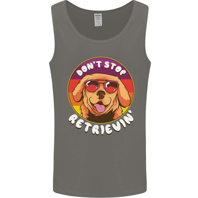 Don't Stop Retrieving Funny Golden Retiever Mens Vest Tank Top Charcoal