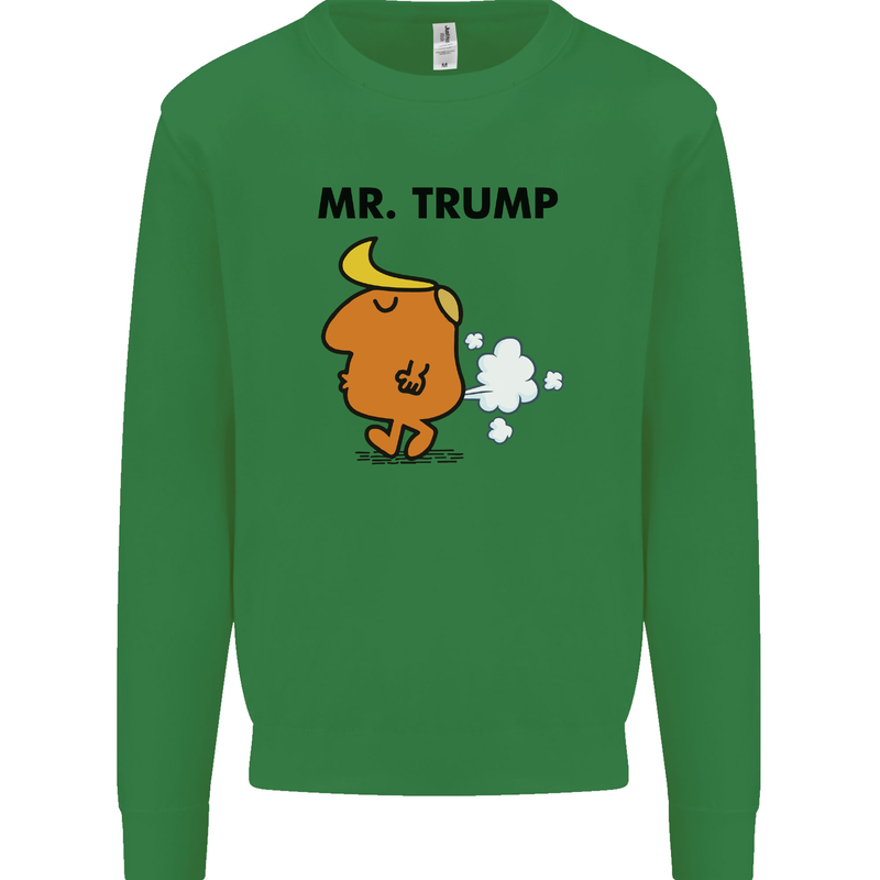 Donald Trump Fart Farting Flatulence Funny Kids Sweatshirt Jumper Irish Green