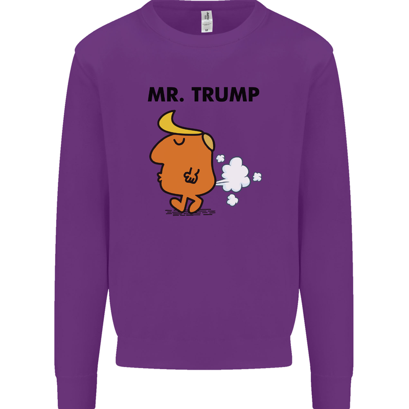 Donald Trump Fart Farting Flatulence Funny Kids Sweatshirt Jumper Purple