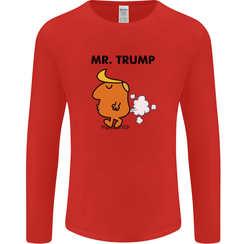 Donald Trump Fart Farting Flatulence Funny Mens Long Sleeve T-Shirt Red