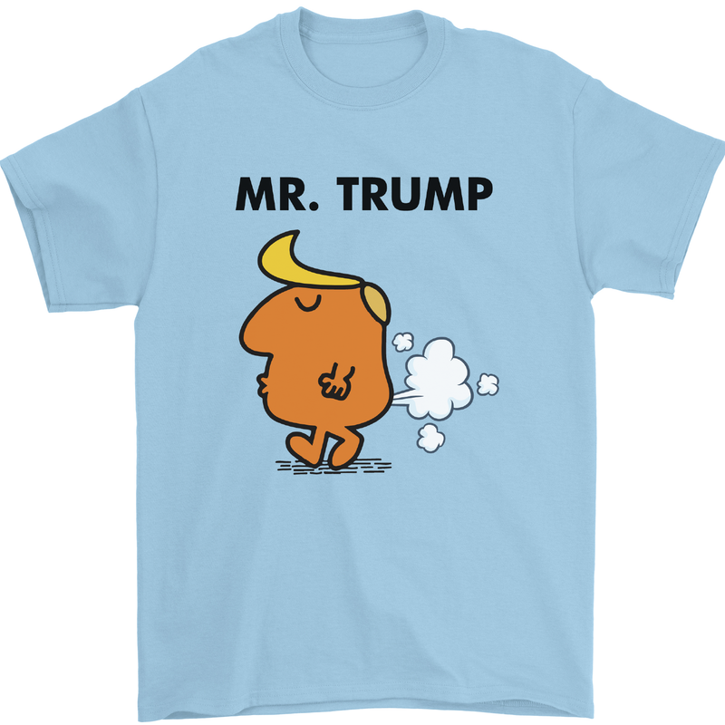 Donald Trump Fart Farting Flatulence Funny Mens T-Shirt Cotton Gildan Light Blue