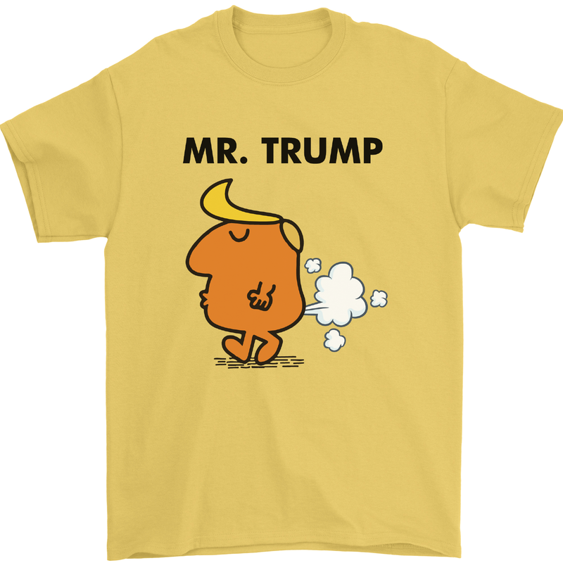 Donald Trump Fart Farting Flatulence Funny Mens T-Shirt Cotton Gildan Yellow